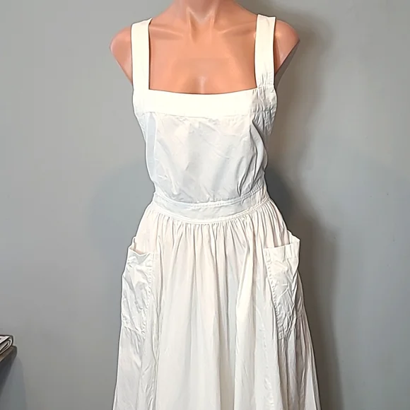 J.Crew Cotton poplin apron white dress convertible straps Size 6 Summer Preppy - Picture 2 of 10